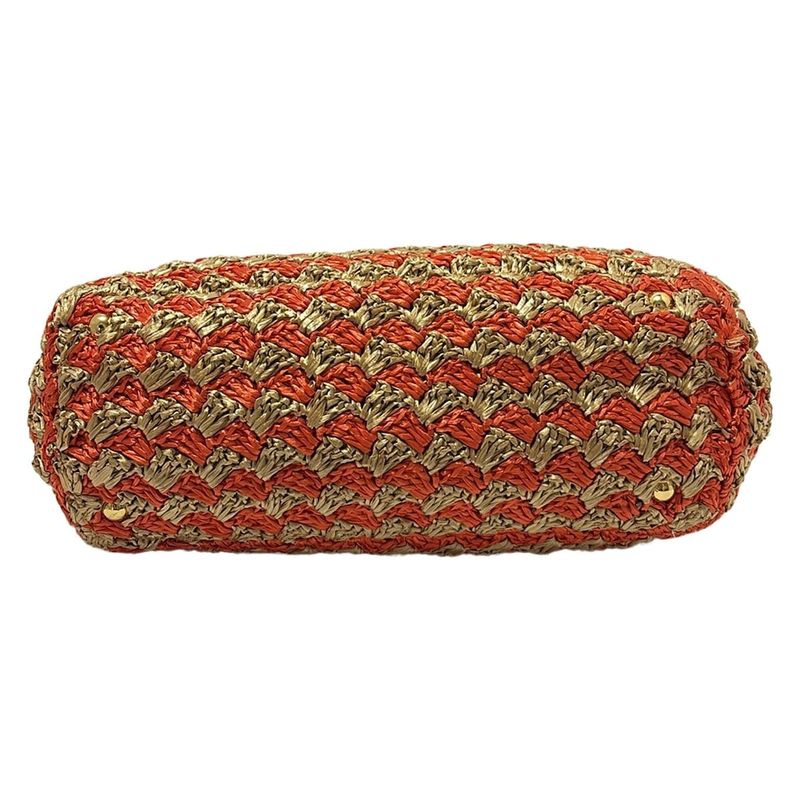 Prada Tote Bag Canapa Orange And Light Brown Braided