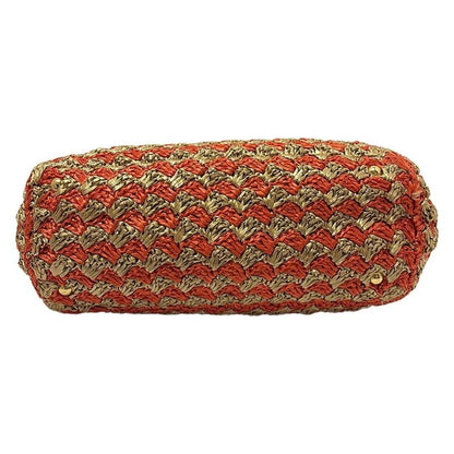 Prada Tote Bag Canapa Orange And Light Brown Braided