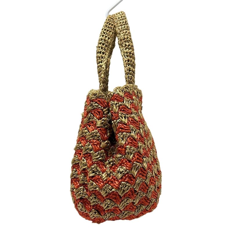 Prada Tote Bag Canapa Orange And Light Brown Braided