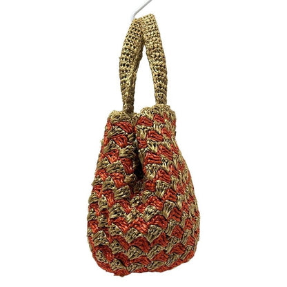 Prada Tote Bag Canapa Orange And Light Brown Braided