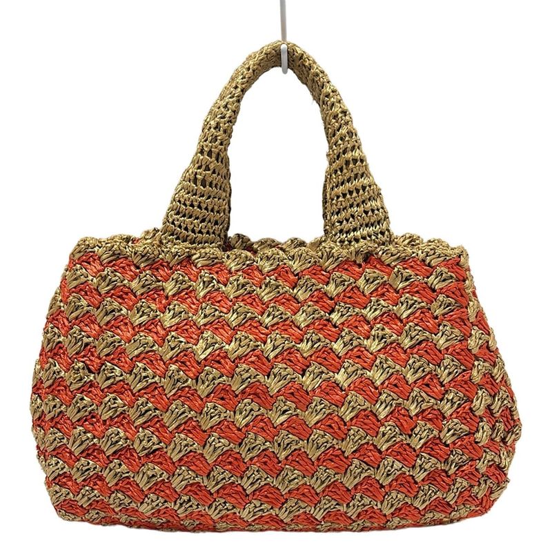Prada Tote Bag Canapa Orange And Light Brown Braided