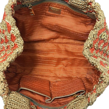 Prada Tote Bag Canapa Orange And Light Brown Braided