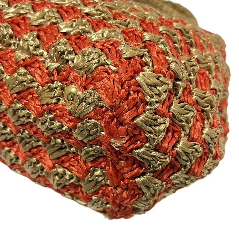 Prada Tote Bag Canapa Orange And Light Brown Braided