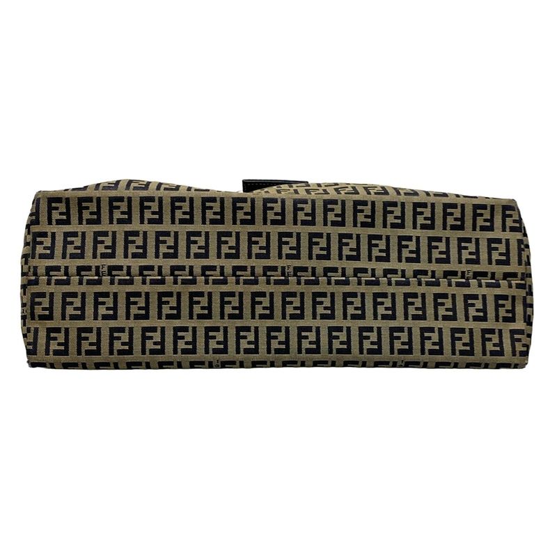 Fendi Shoulder Bag Zucchino Pattern 0916115001 Ivory X Dark Navy Leather