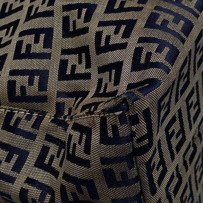 Fendi Shoulder Bag Zucchino Pattern 0916115001 Ivory X Dark Navy Leather