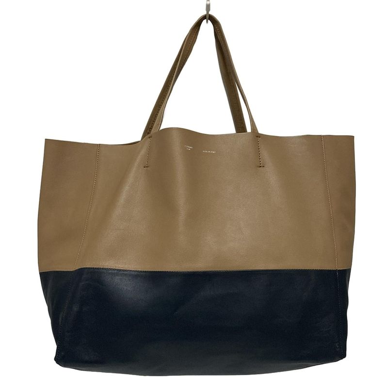 Celine Tote Bag Horizontal Cabas Brown And Black Leather