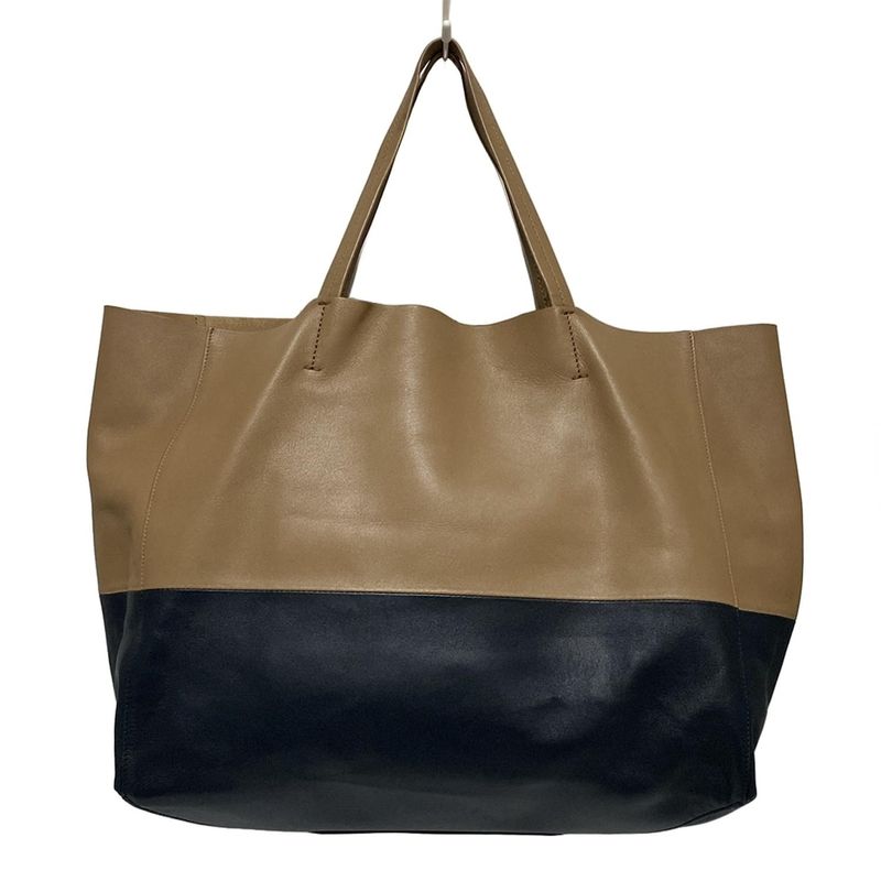 Celine Tote Bag Horizontal Cabas Brown And Black Leather