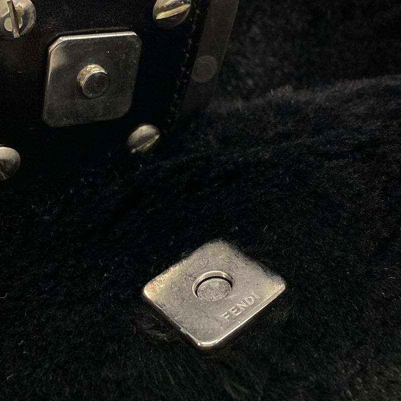 Fendi Handbag Mamma Bucket 26325 Black Leather  Fur