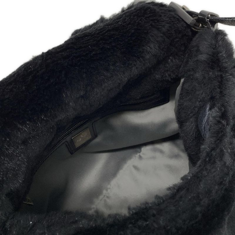 Fendi Handbag Mamma Bucket 26325 Black Leather  Fur