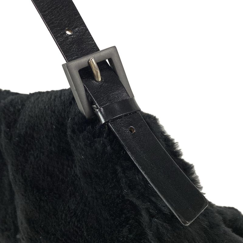 Fendi Handbag Mamma Bucket 26325 Black Leather  Fur