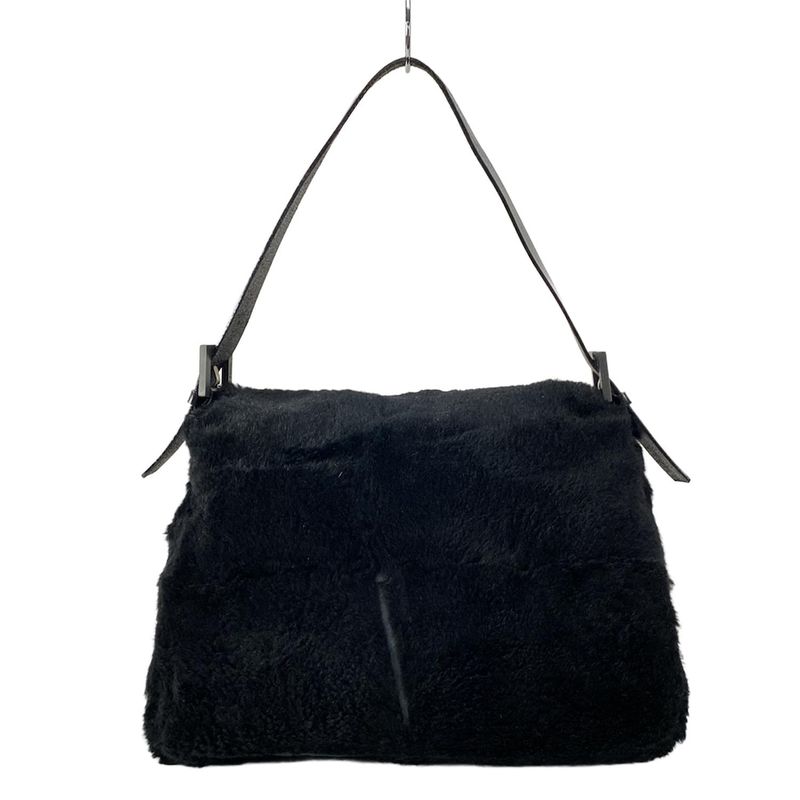 Fendi Handbag Mamma Bucket 26325 Black Leather  Fur