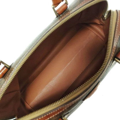 Celine Handbag Macadam Pattern Dark Brown X Brown Mini Boston Leather