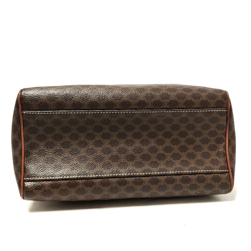 Celine Handbag Macadam Pattern Dark Brown X Brown Mini Boston Leather