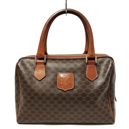 Celine Handbag Macadam Pattern Dark Brown X Brown Mini Boston Leather