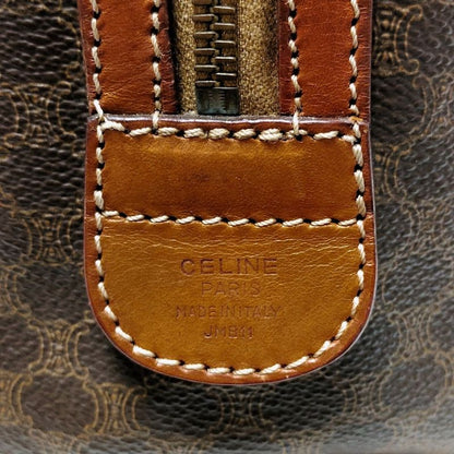 Celine Handbag Macadam Pattern Dark Brown X Brown Mini Boston Leather