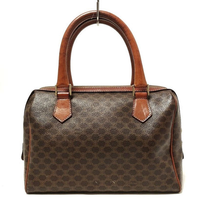 Celine Handbag Macadam Pattern Dark Brown X Brown Mini Boston Leather