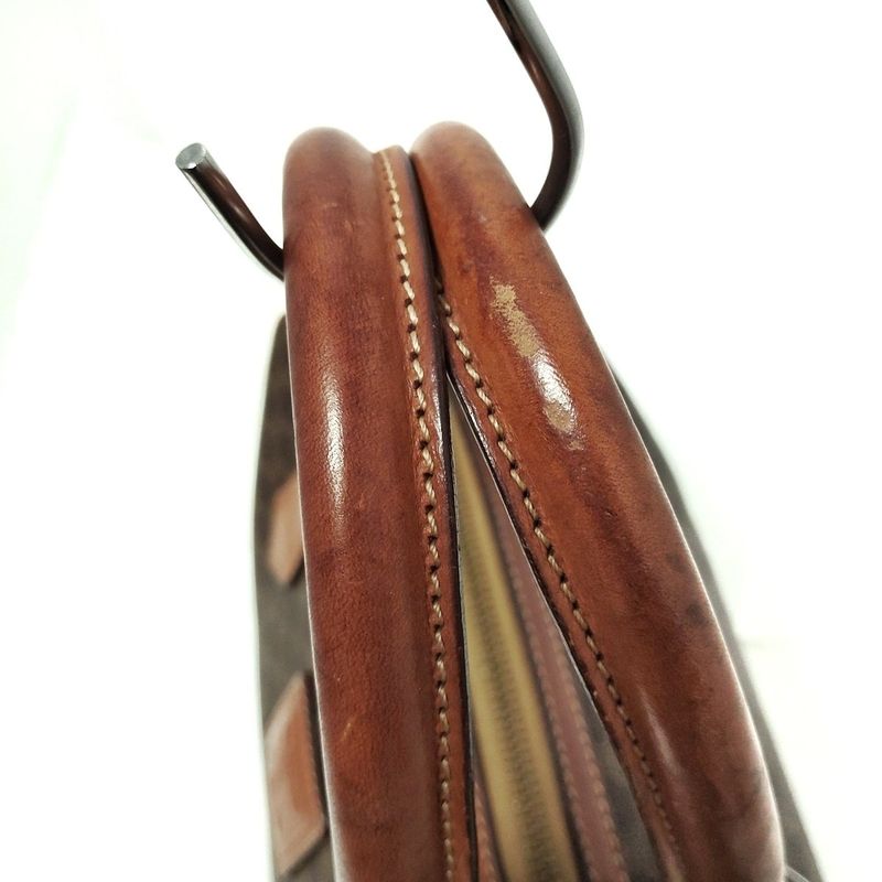 Celine Handbag Macadam Pattern Dark Brown X Brown Mini Boston Leather