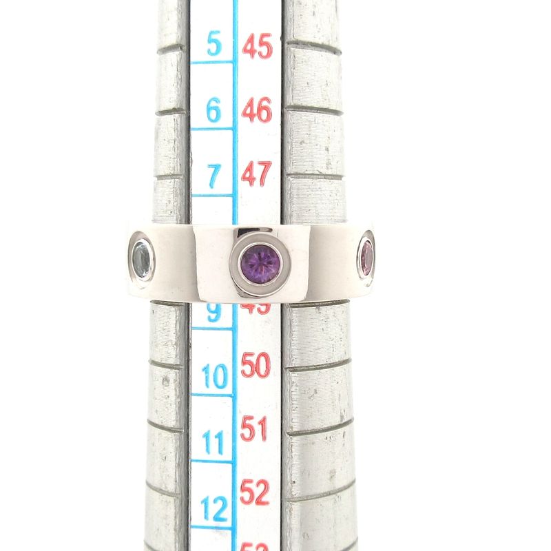 Cartier Ring 48 Love 18K White Gold With Multi-colored Stones