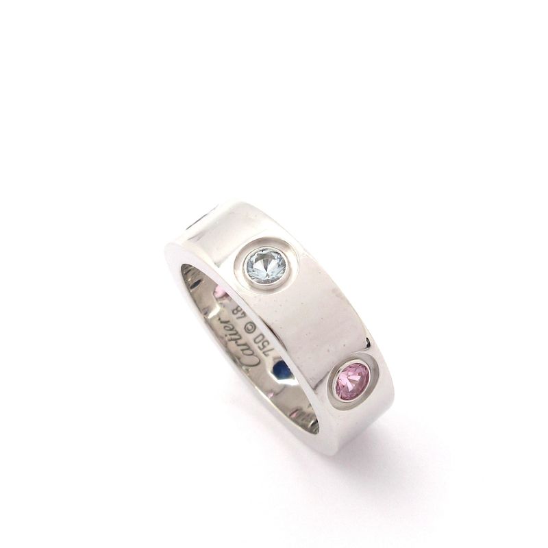 Cartier Ring 48 Love 18K White Gold With Multi-colored Stones