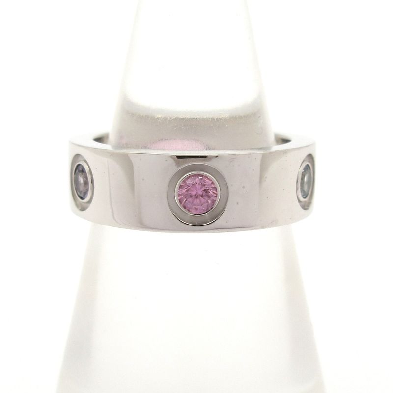 Cartier Ring 48 Love 18K White Gold With Multi-colored Stones