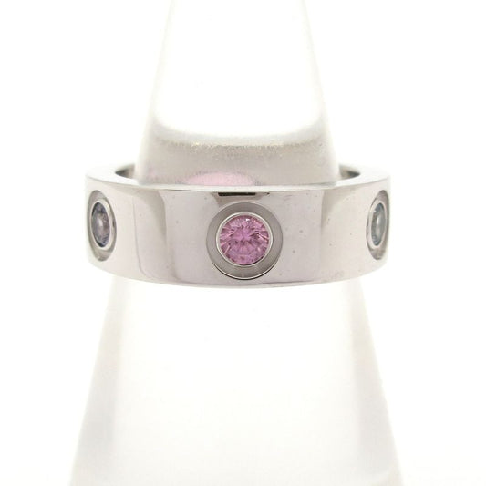 Cartier Ring 48 Love 18K White Gold With Multi-colored Stones