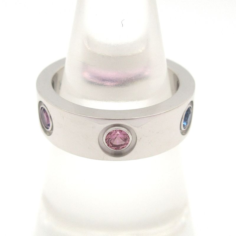 Cartier Ring 48 Love 18K White Gold With Multi-colored Stones