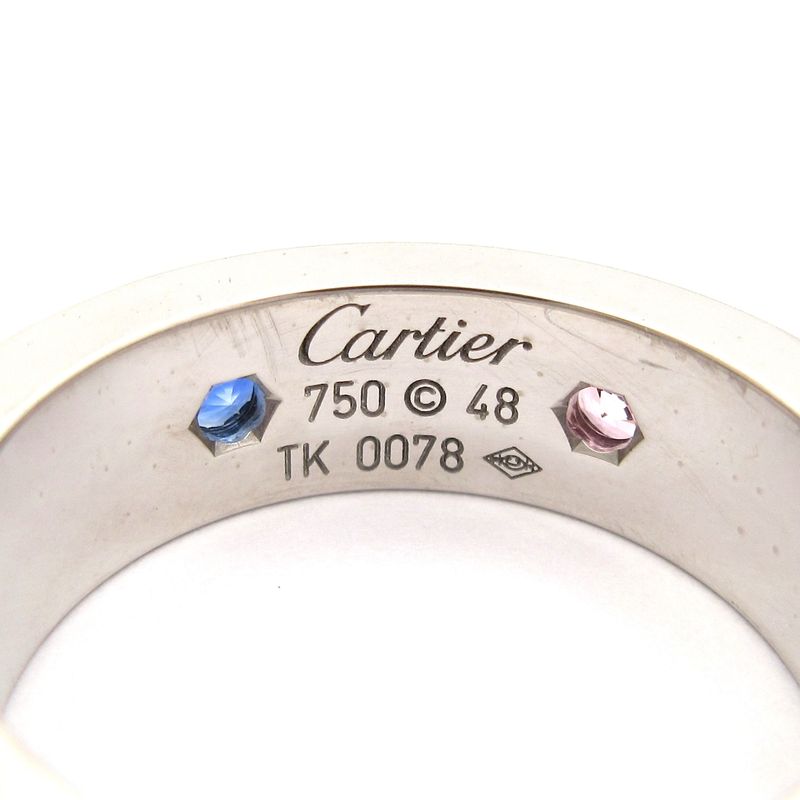 Cartier Ring 48 Love 18K White Gold With Multi-colored Stones