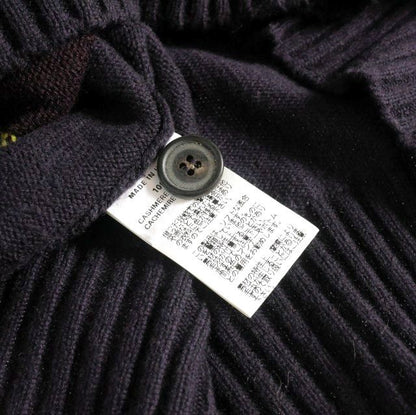Hermes Cashmere Knit Sweater With Cossack Collar Long Sleeves M Purple Yellow