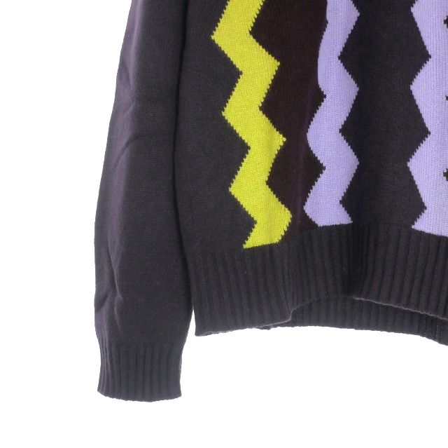 Hermes Cashmere Knit Sweater With Cossack Collar Long Sleeves M Purple Yellow