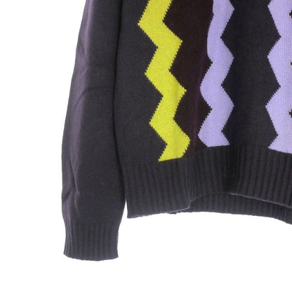 Hermes Cashmere Knit Sweater With Cossack Collar Long Sleeves M Purple Yellow