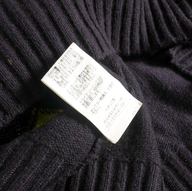 Hermes Cashmere Knit Sweater With Cossack Collar Long Sleeves M Purple Yellow