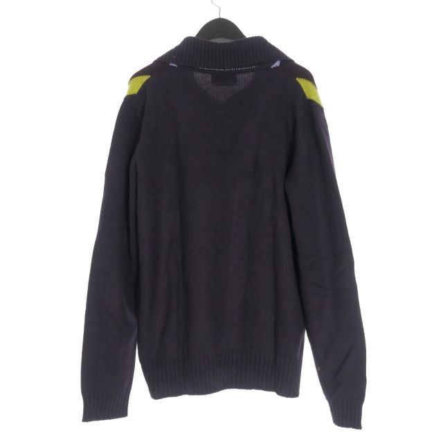 Hermes Cashmere Knit Sweater With Cossack Collar Long Sleeves M Purple Yellow