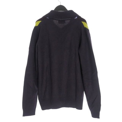 Hermes Cashmere Knit Sweater With Cossack Collar Long Sleeves M Purple Yellow