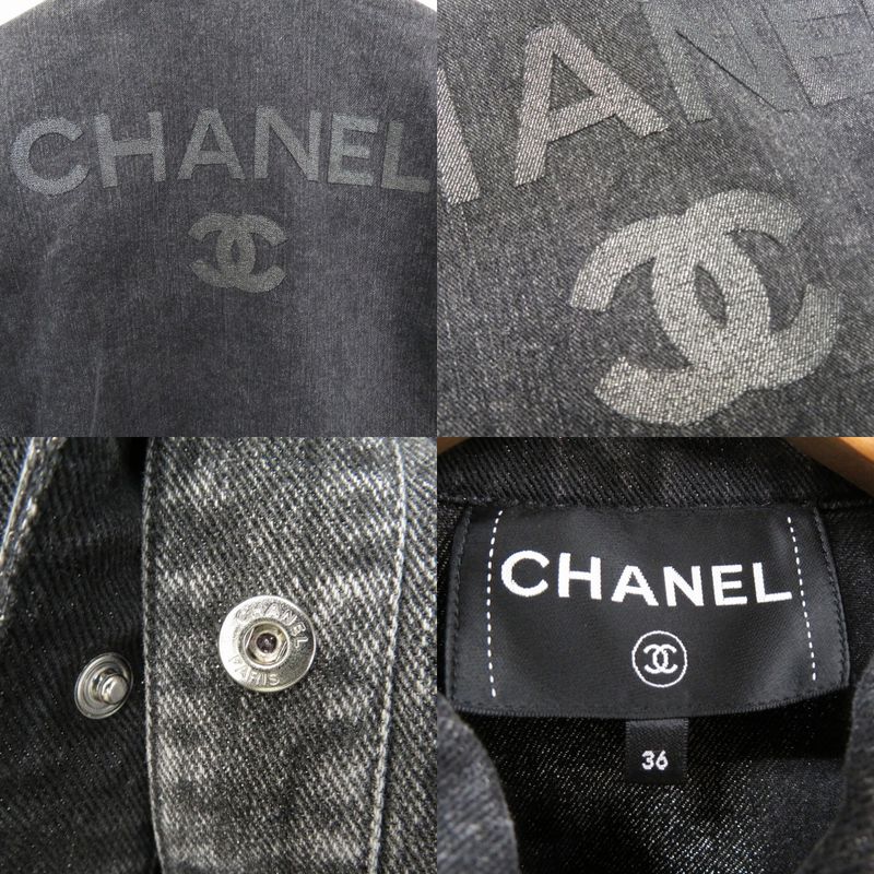 Chanel Logo Embroidery Denim Jacket G Jean Coco Button P74033v65658 Cotton