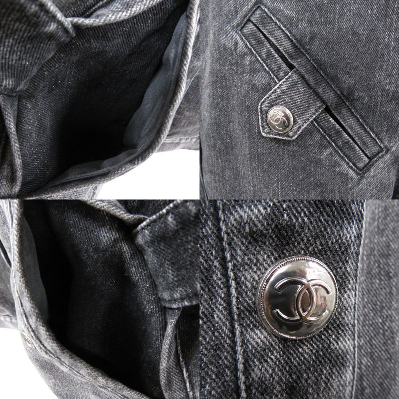 Chanel Logo Embroidery Denim Jacket G Jean Coco Button P74033v65658 Cotton