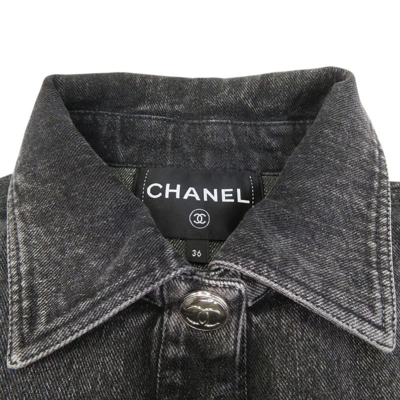 Chanel Logo Embroidery Denim Jacket G Jean Coco Button P74033v65658 Cotton