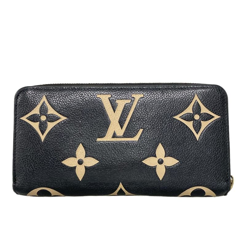 Louis Vuitton Long Wallet Bicolor Monogram Empreinte Zippy Wallet M80481 Black