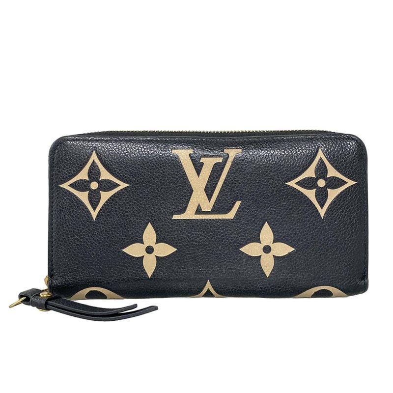 Louis Vuitton Long Wallet Bicolor Monogram Empreinte Zippy Wallet M80481 Black