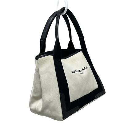 Balenciaga Tote Bag Navy Cabas S 339933 Ivory And Black Leather