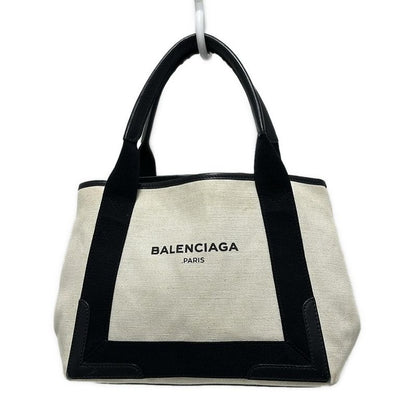 Balenciaga Tote Bag Navy Cabas S 339933 Ivory And Black Leather