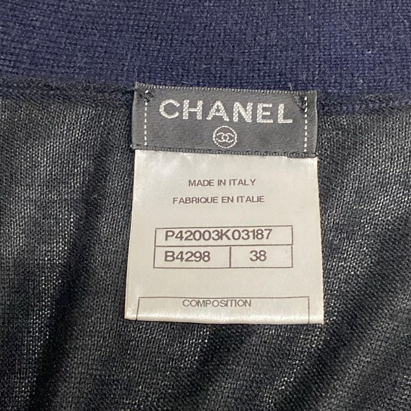 Chanel Cardigan Size 38 M Women - P42003 Black And Dark Navy Long Sleeves /