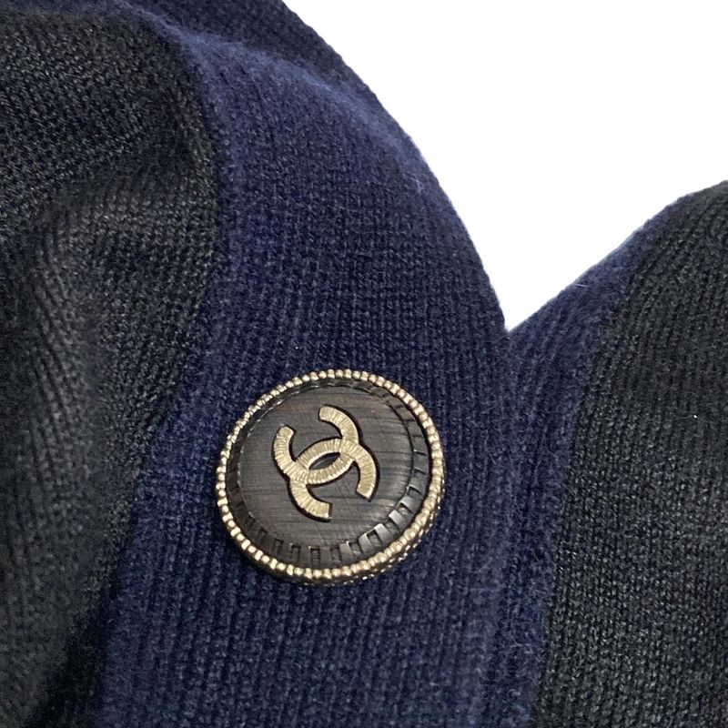 Chanel Cardigan Size 38 M Women - P42003 Black And Dark Navy Long Sleeves /
