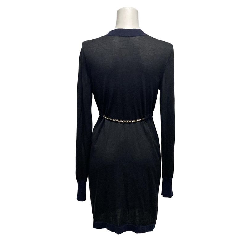 Chanel Cardigan Size 38 M Women - P42003 Black And Dark Navy Long Sleeves /