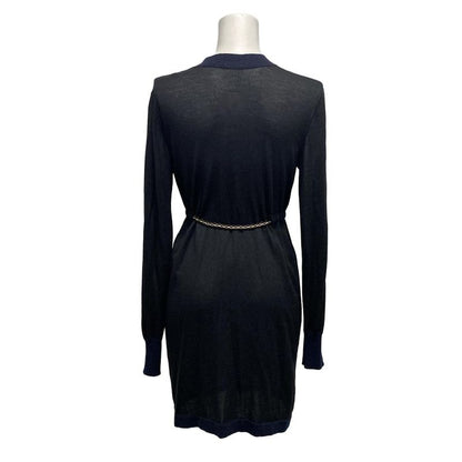 Chanel Cardigan Size 38 M Women - P42003 Black And Dark Navy Long Sleeves /