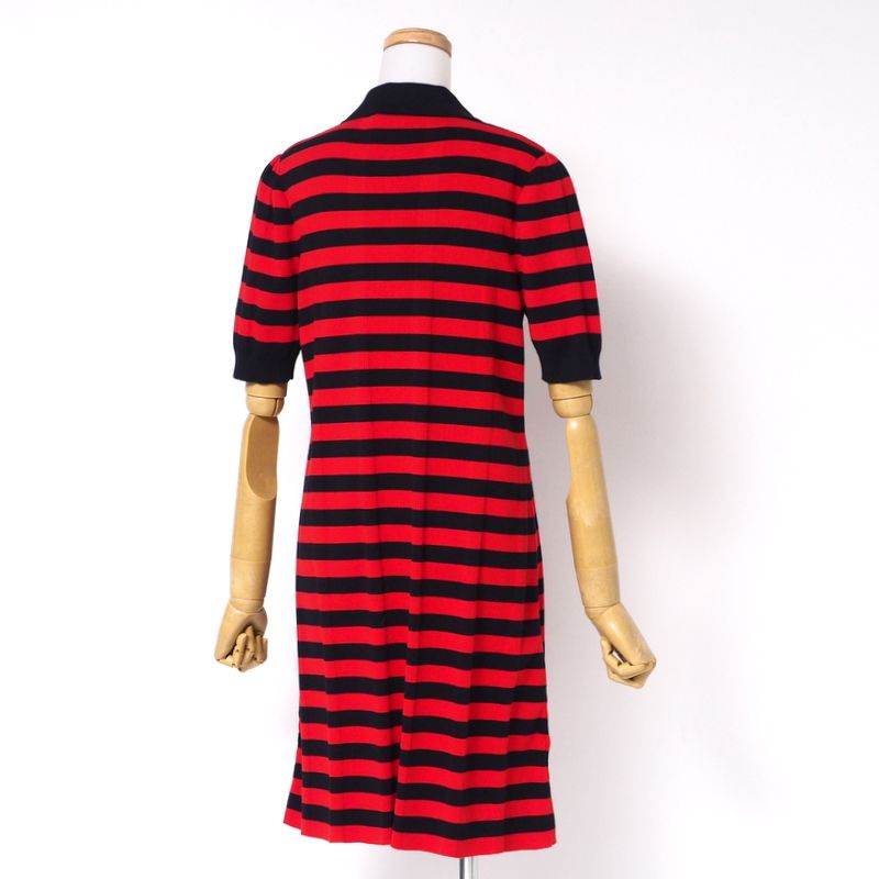 Gucci Dress Size M Knit Dress Short Sleeves Striped Embroidery Made In Italy