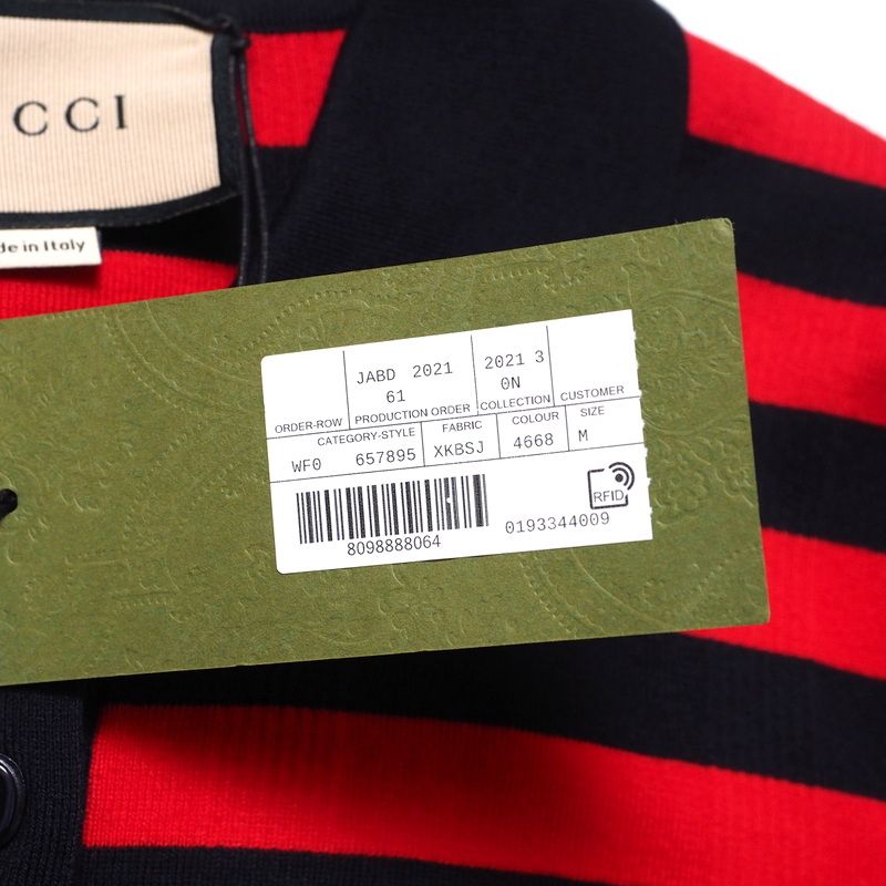 Gucci Dress Size M Knit Dress Short Sleeves Striped Embroidery Made In Italy
