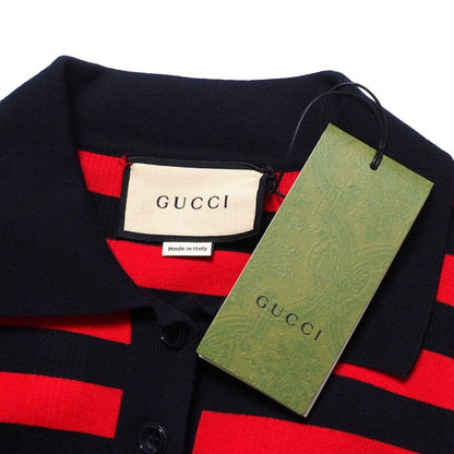 Gucci Dress Size M Knit Dress Short Sleeves Striped Embroidery Made In Italy