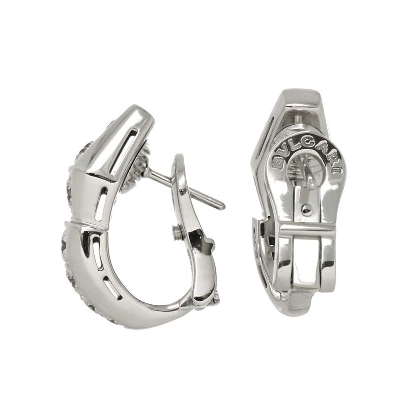 Bulgari Bvlgari Serpenti Viper Diamond Earrings 18K WG White Togo Old 750