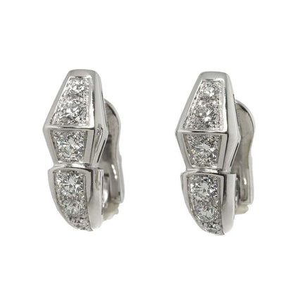 Bulgari Bvlgari Serpenti Viper Diamond Earrings 18K WG White Togo Old 750