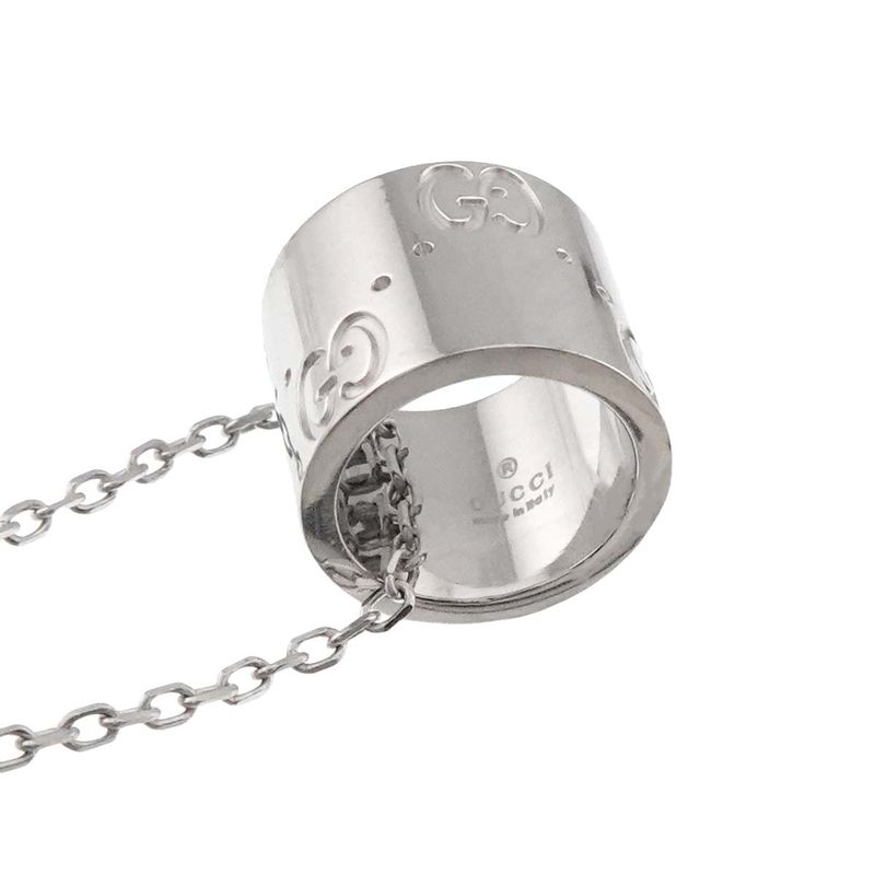 Gucci Icon Necklace 40cm (1575in) 18K WG White Togo Old 750 Necklace 90297354